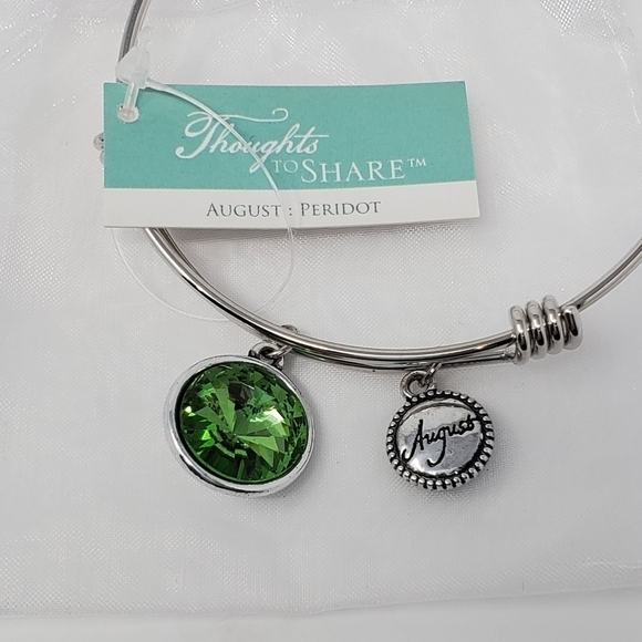 NWT HALLMARK GIFT AUGUST BIRTHSTONE SILVER BANGLE BRACELET WOMEN FASHION JEWELRY - Picture 4 of 8